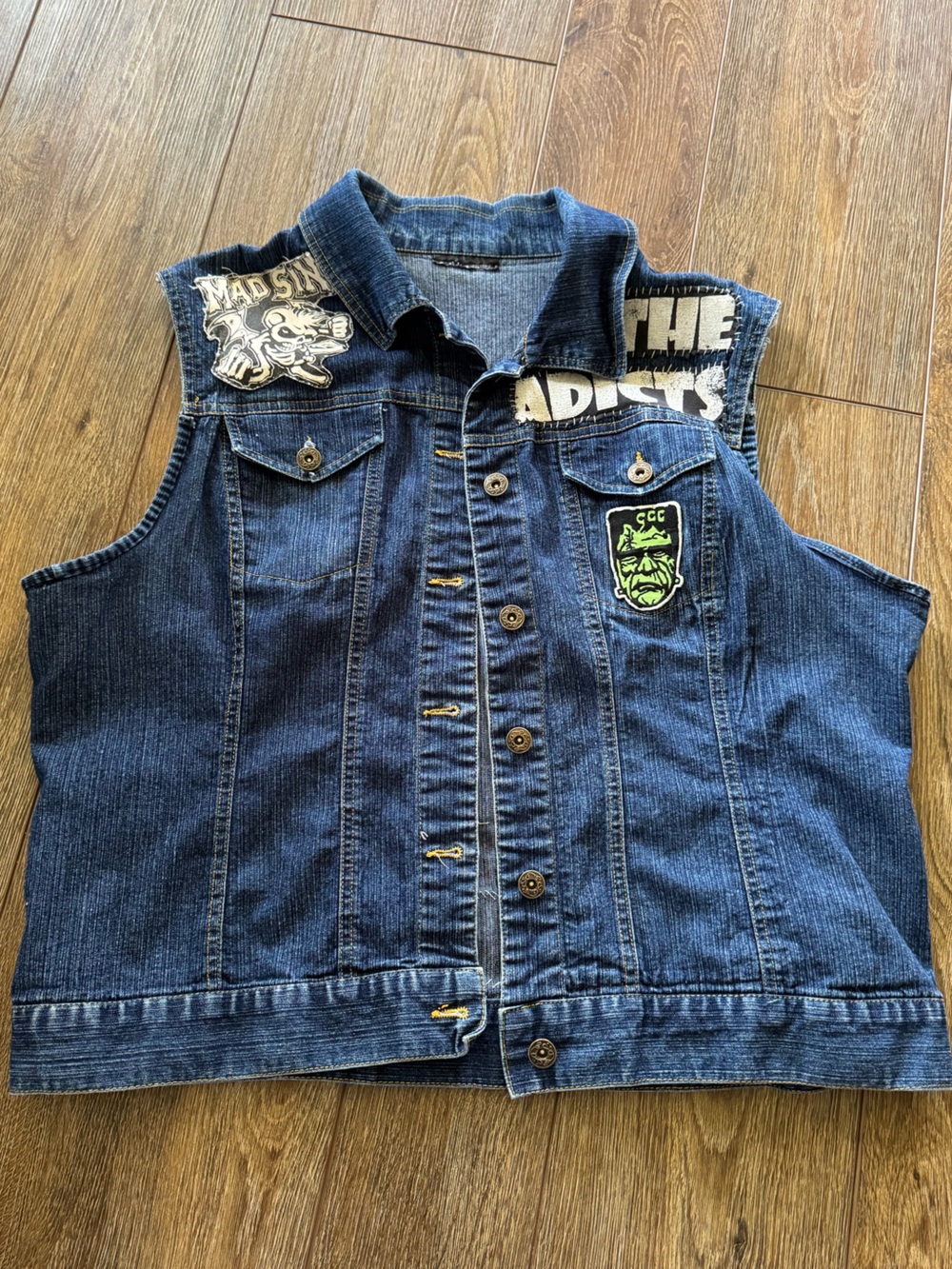 Upcycle Denim Women Vest Patches The Adicts Dead Kennedys Mad Sin